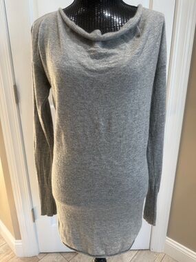 Gray Cashmere Cowl Neck Women's Sweater Dress